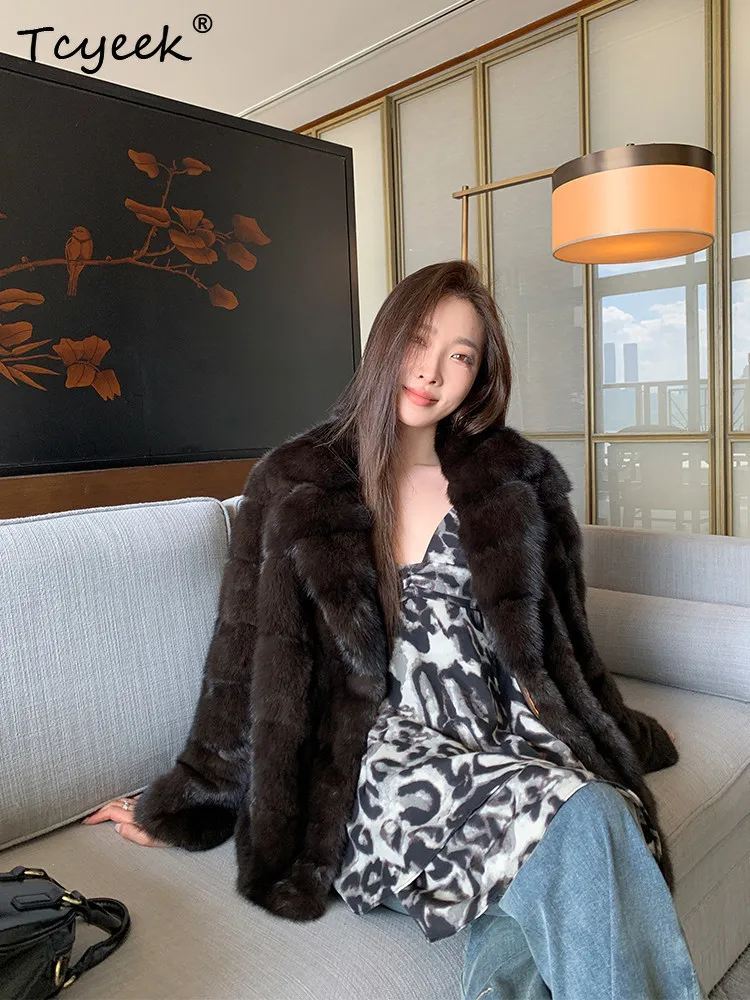 Tcyeek Natural Mink Real Fur Coat Women 2026 Whole Purple Mink Jacket Woman New in Coats Fashion Winter Clothes Fourrure Femme