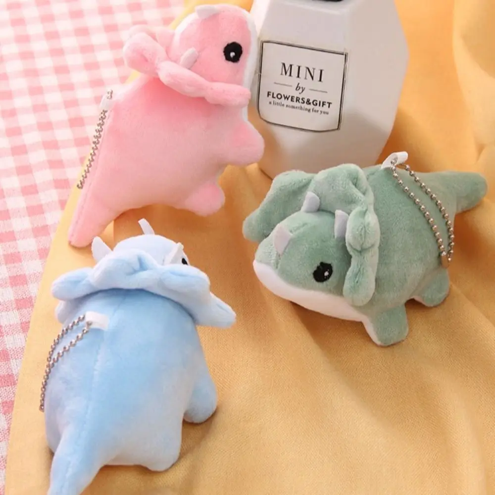 Porte-clés en peluche dinosaure doux et drôle, mignon Triceratops, pendentif poupée dinosaure de dessin animé à la mode pour enfants