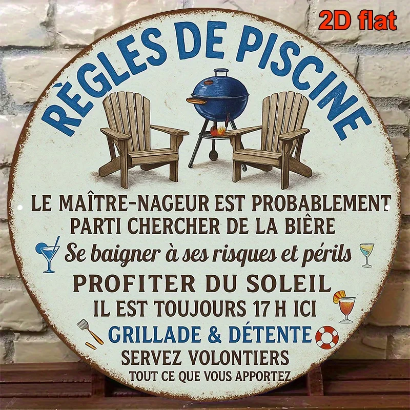 2D French Vintage Wooden Round Plate Home Restaurants Bars Cafeterias Offices Gardens Patios Kitchens Parties Seasonal Decor