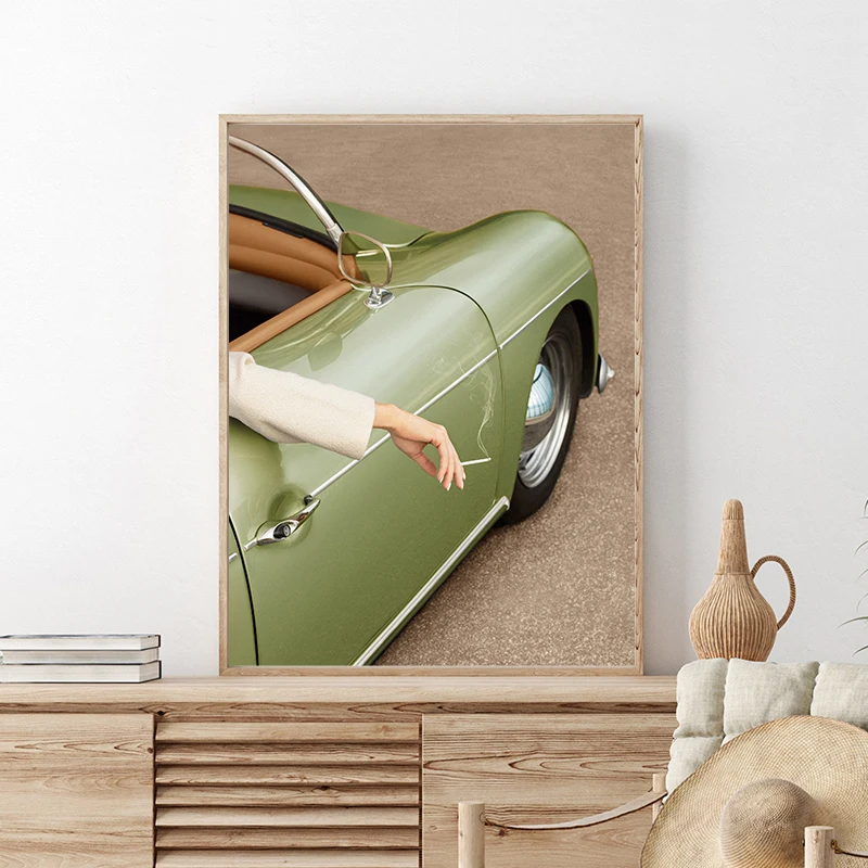 Summer Classic Car Retro Gallery Wall Art Print Poster Canvas Painting Elegant Pictures Decoration Living Room Luxury Bedroom