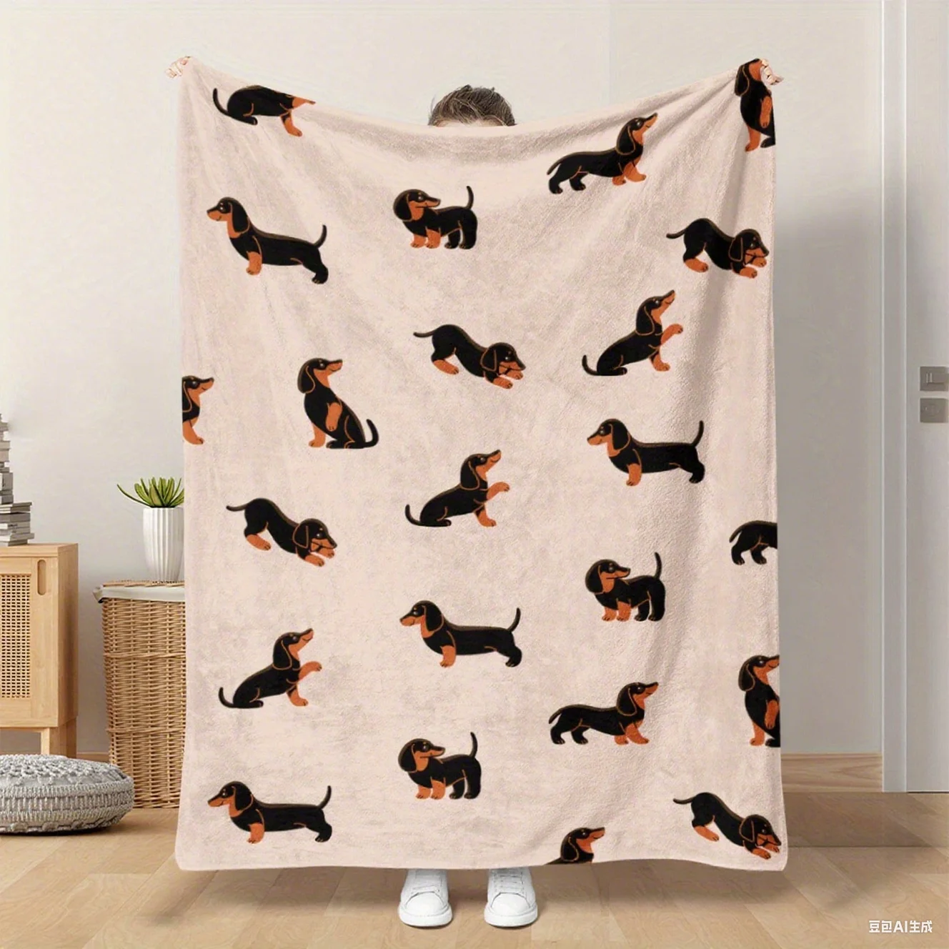 Flanelldecke mit Dackel-Hund, niedliches Welpenmuster, weich, gemütlich, Überwurf für Couch, Bett, Wohnzimmer, Schlafzimmer, Haustierliebhaber, Geschenk, bezaubernd