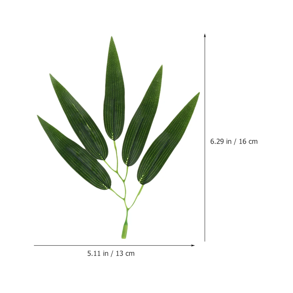 30 Stück fünfblättrige kleine Bambusblätter, Bonsai-Bananen-Dekoration, künstliche Eukalyptus-Fälschungspflanzen, Innenornamente, Zweig, Braut