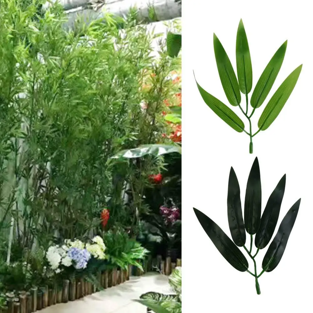 50Pcs Artificial Bamboo Leaves Simulated Fake Bamboo Branches Artificial Plants for Home Office Restaurant Adornment