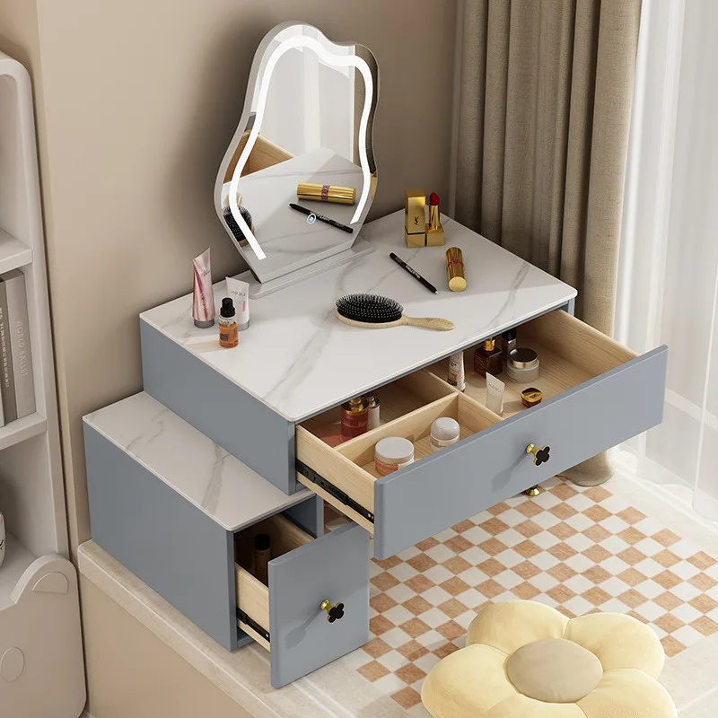 For Nordic solid wood bay window dresser bedroom cream wind rock slab makeup storage cabinet window sill tatami makeup desk