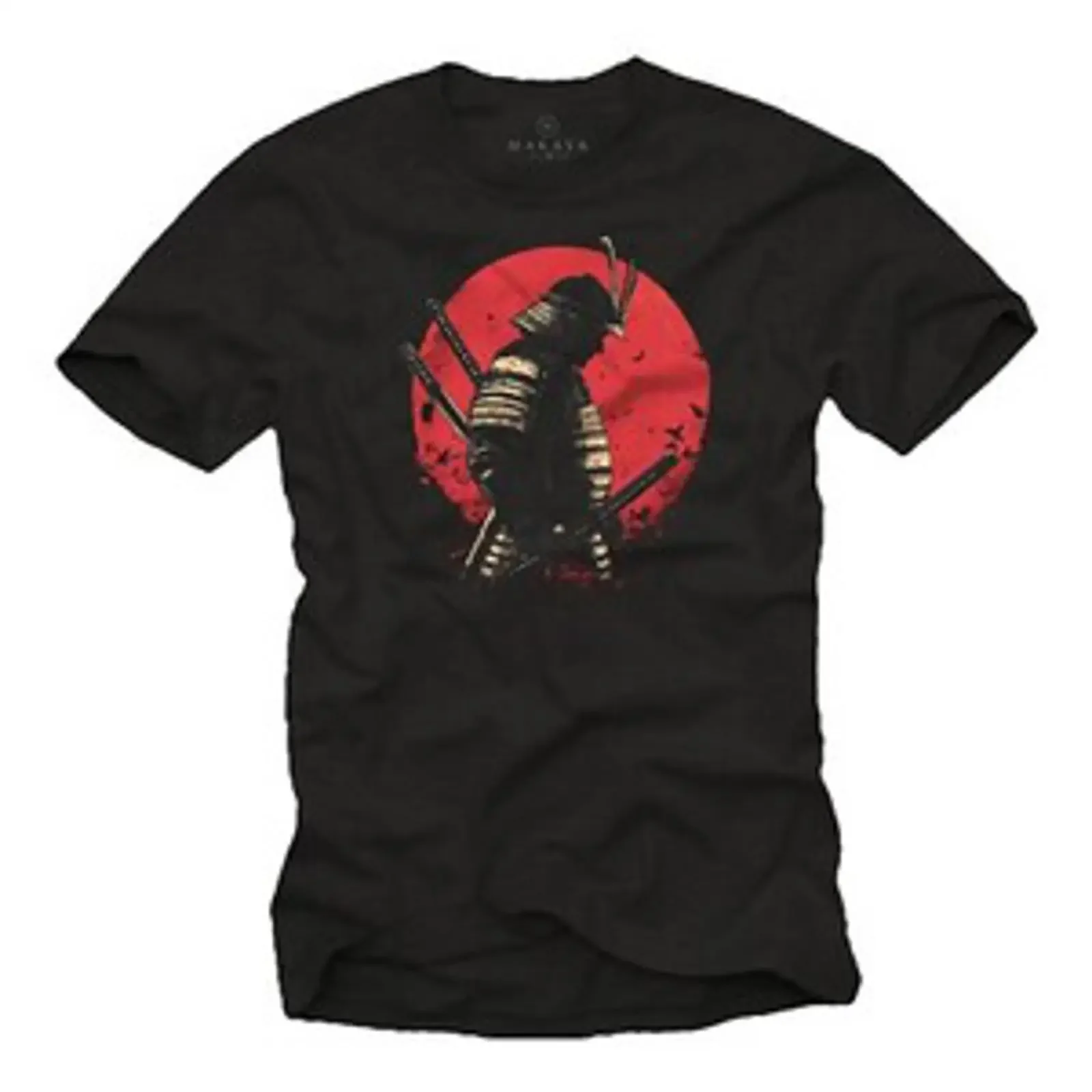 Herren T-Shirt Japanischer Stil Japanischer Samurai-Krieger mit Katana-Schwert Vintage-Waschung Leicht Gewaschen Unisex Vielseitig