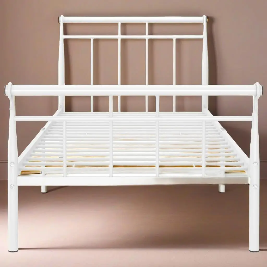 90x200 cm White Metal Bed Frame - Stylish & Durable Design for Modern Bedrooms