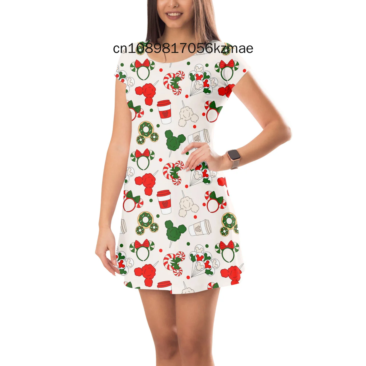 

Disney Merry Christmas Dress Hawaii Vacation Women's Dress Disney Short Sleeve Dress Summer Beach Dress Sexy Party Dress