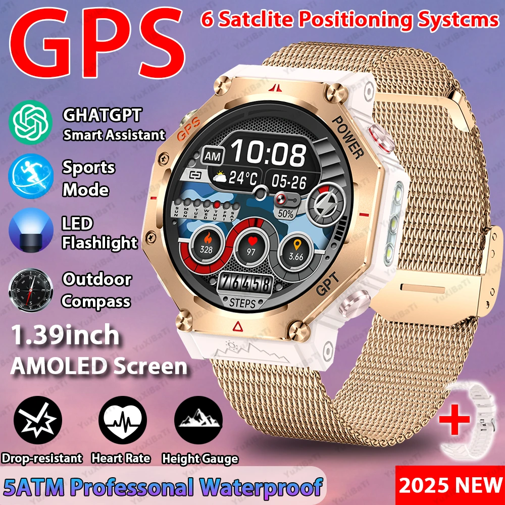2026 T-Rex 3 Ultra Militair GPS Smart Watch voor heren 10ATM Waterdicht met ingebouwd dual-band GNSS-kompas Militaire sport Smartwa