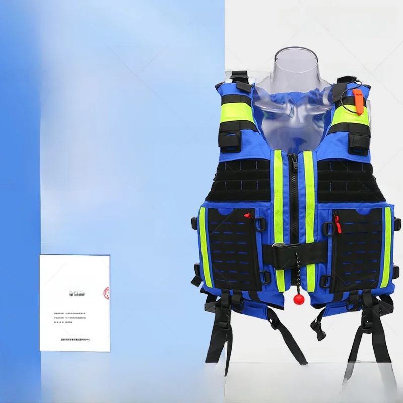 gilet-de-sauvetage-bleu-a-haute-flottabilite-pour-la-sauvetage-aquatique-equipement-de-sauvetage-d'urgence-equipement-professionnel-de-sauvetage-en-ruisseau-gilet-de-sauvetage