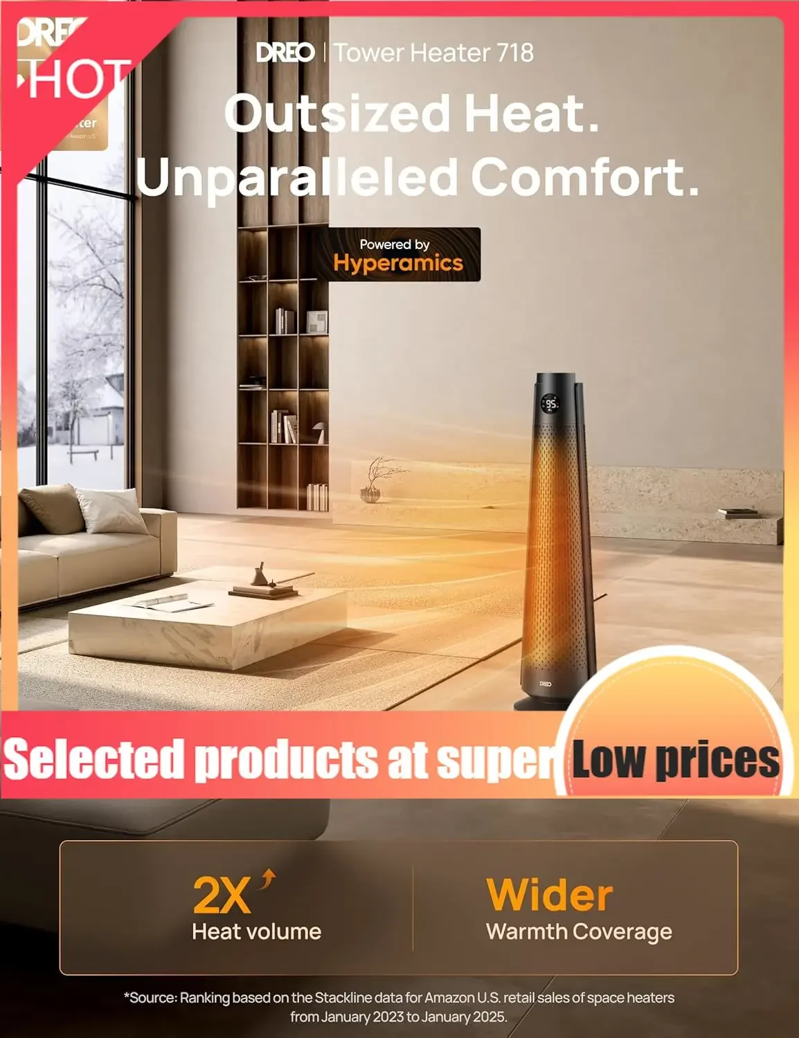 

Competitive Item-Space Heater Large Room, 30" Electric Heaters With Remote, 120° Oscillation, Adjustable Thermostat, 5 Heat & 3