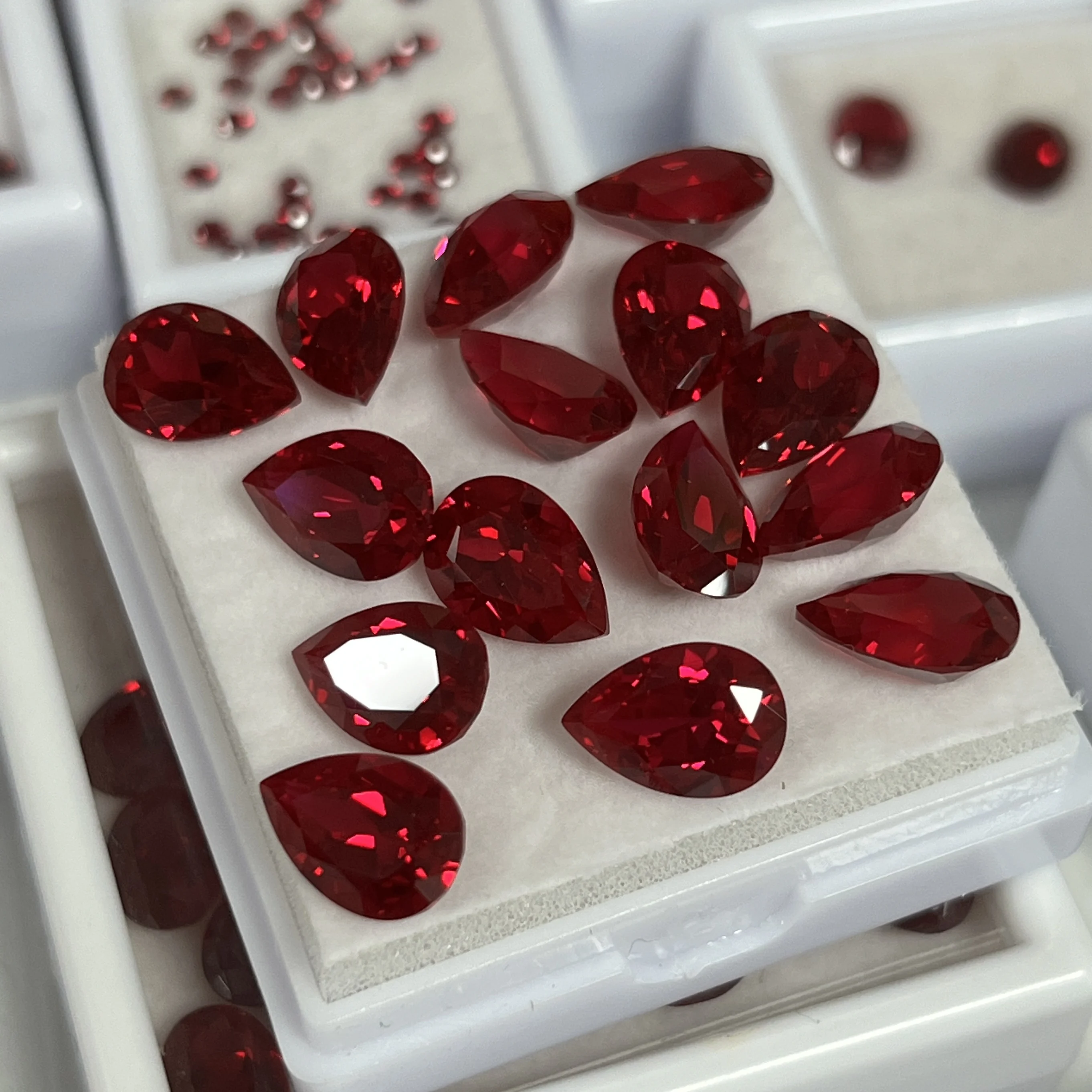 

Laboratory Grown Pear Cut Red Ruby Loose Stone Small Size Stock Sale