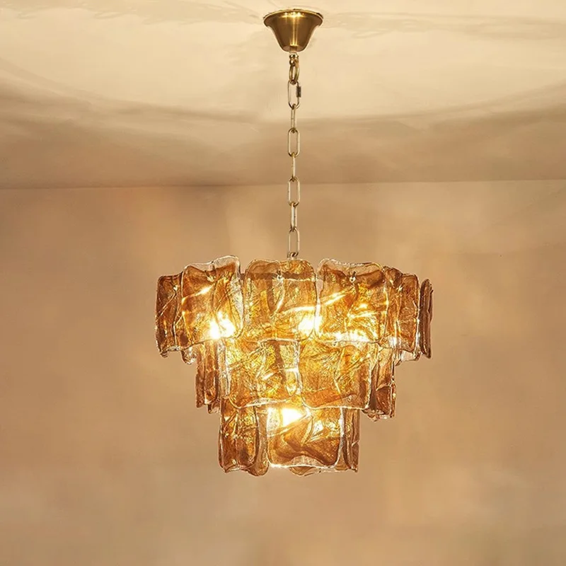 

Round Glass Crystal Pendant Chandelier Vintage American Luxury Glass Large Chandeliers Living Dining Room Loft Bedroom Fixture