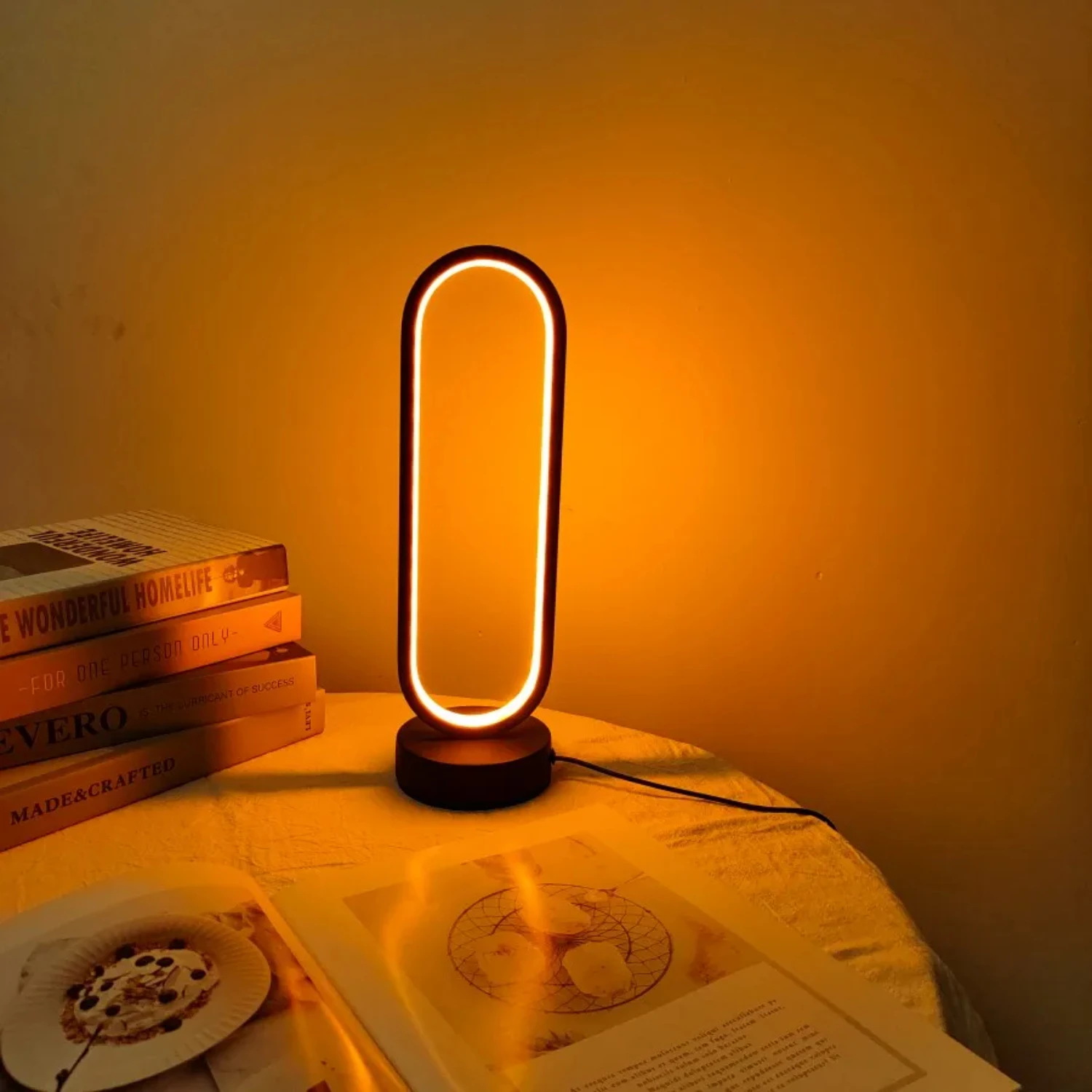 Lámpara de anillo para dormitorio, tres colores para luz nocturna con atenuación de sala de estar, 1 unidad, nueva