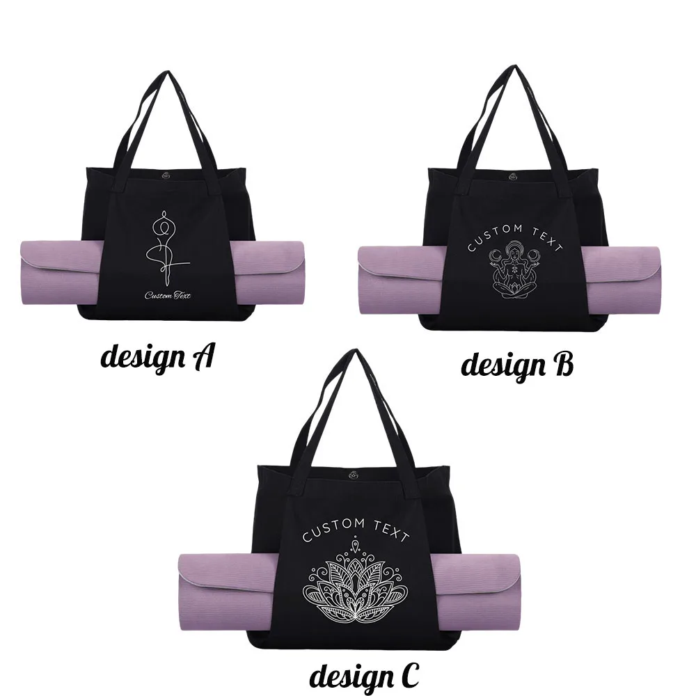Polarshe Personalized Custom Yoga Mat Bag Add Your Design Casual Canvas Carry Bag Large Capacity Foldable Pilates Mat Case Bags