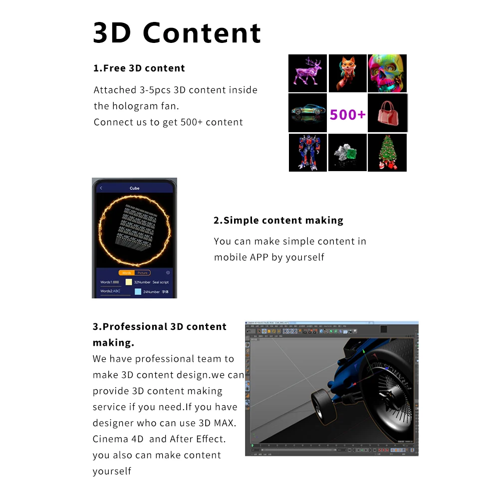Portable Mini 3D Hologram Fan 18CM with Desktop Cover - Christmas Decoration Holographic Display, Advertising Projector for Home - Image 2