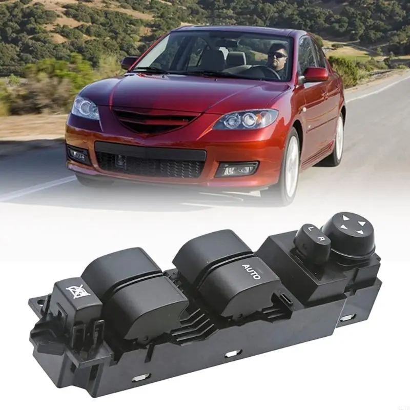 Black Door Window Button Assembly for Right Hand Drive Use, ABS Panel Unit with Auto Window and Mirror Pad Layout for Routine