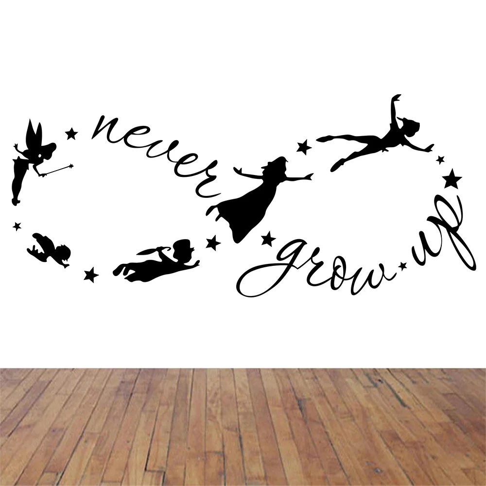 55*120cm Vinyl Wall Decal Sticker Bedroom Peter Pan Never Land Kids Never Grow up