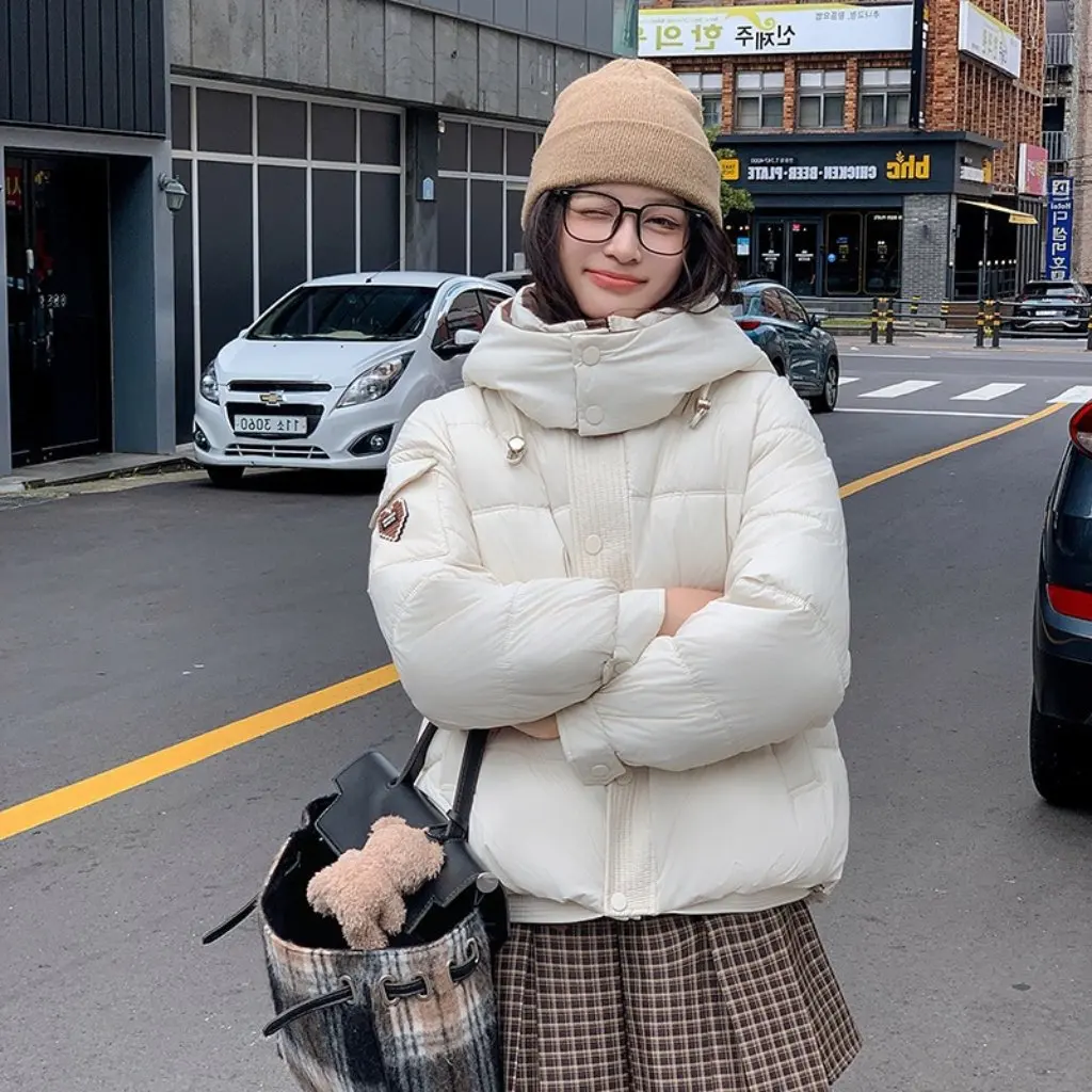 

Women's Thickened Warm Windproof Hooded Cotton-Padded Jacket Korean Style Casual Fashionable Winter Clothing