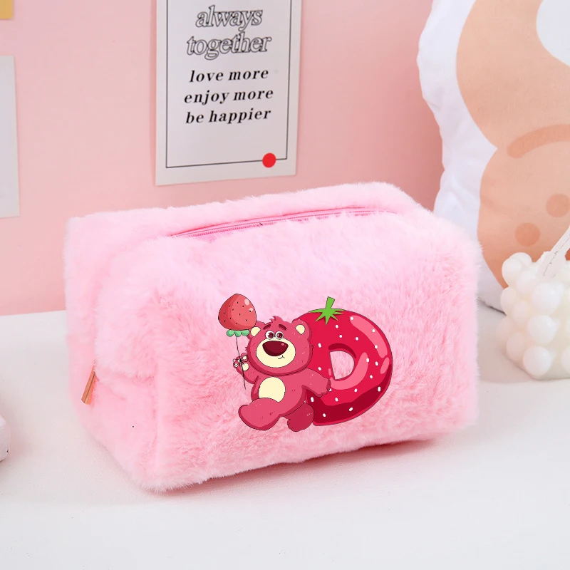 

Lotso Plush Makeup Bags for Women Soft Travel Cosmetic Bag Strawberry Bear Organizer Case Lady Girls Make Up Case Necessaries