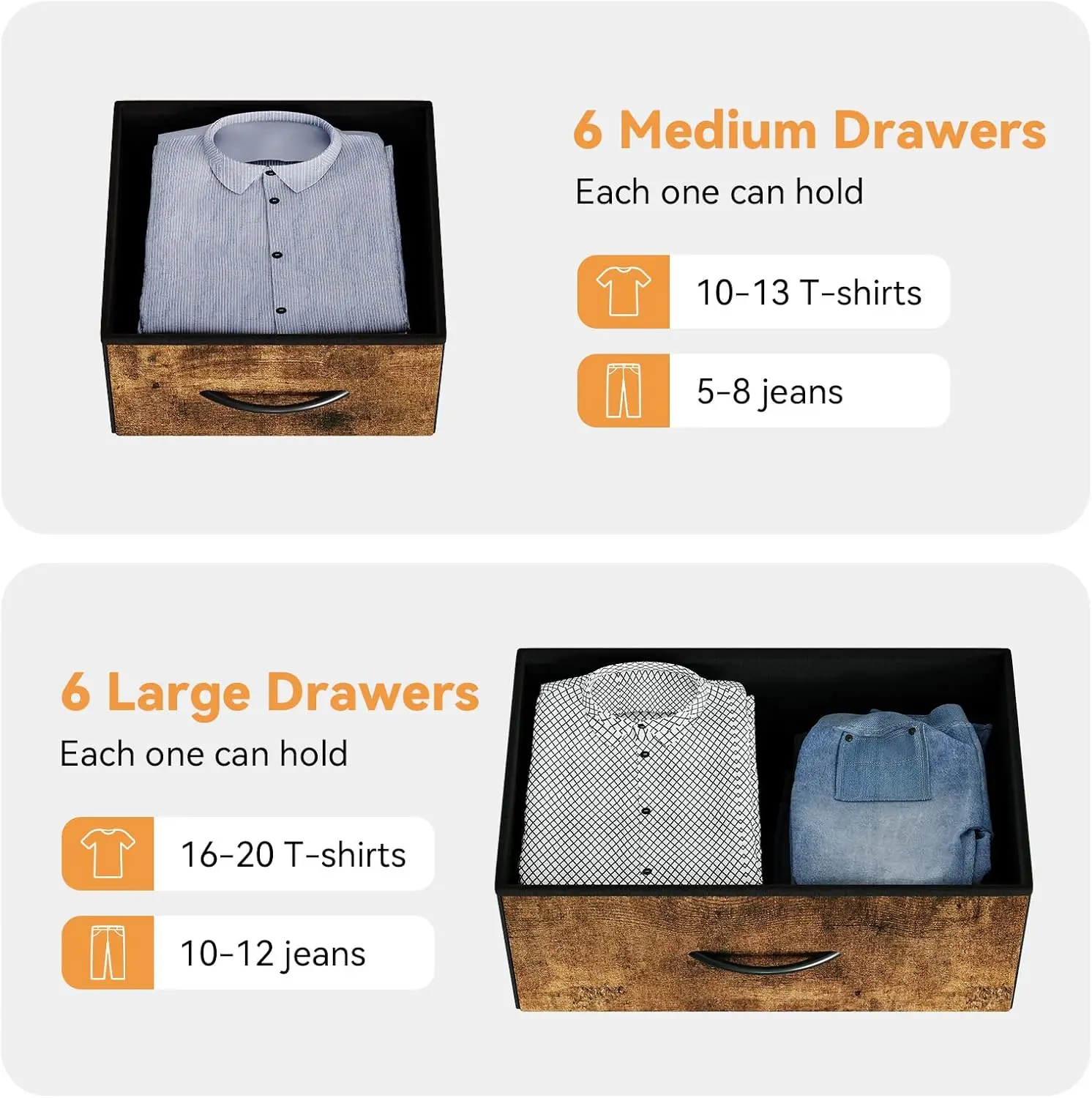 12 Drawers Fabric Dresser for Bedroom, Chest of Drawers with Sturdy Steel Frame, Storage Tower with Side Pockets & Anti‑Tipping Device, Multi‑Color Options