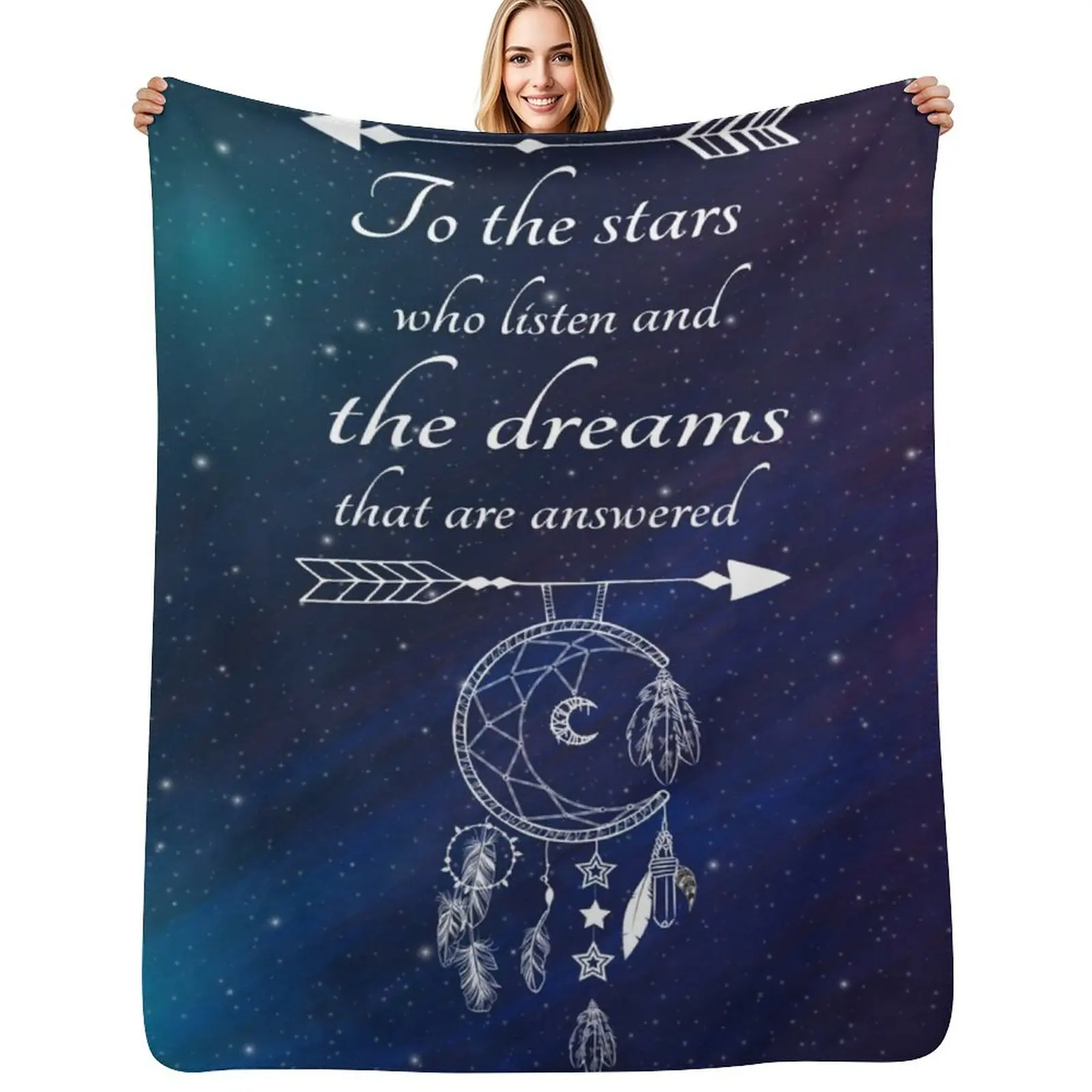 To the stars who listen and the dreams that are answered Throw Blanket Soft Warm Blanket Gift for Grandparents