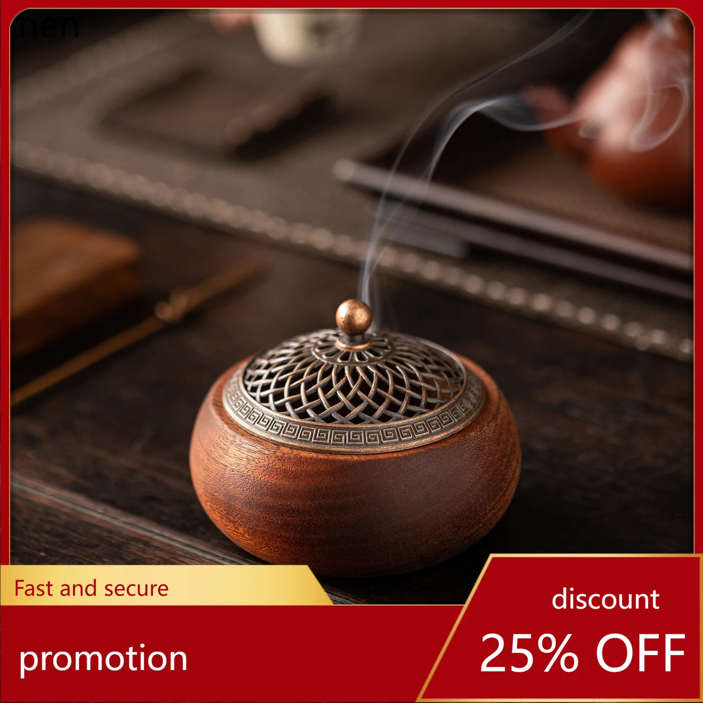 cz-solid-wood-incense-burner-chinese-style-solid-wood-ornament-sandalwood-tea-ceremony-offering-incense-burner
