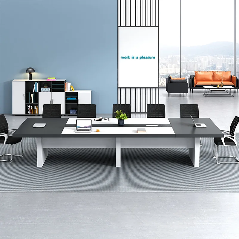 طاولة مؤتمرات بسيطة وحديثة وطاولة طويلة وطاولة مكتب وكرسي مجموعة أثاث مكتبي للتدريب كبير #3