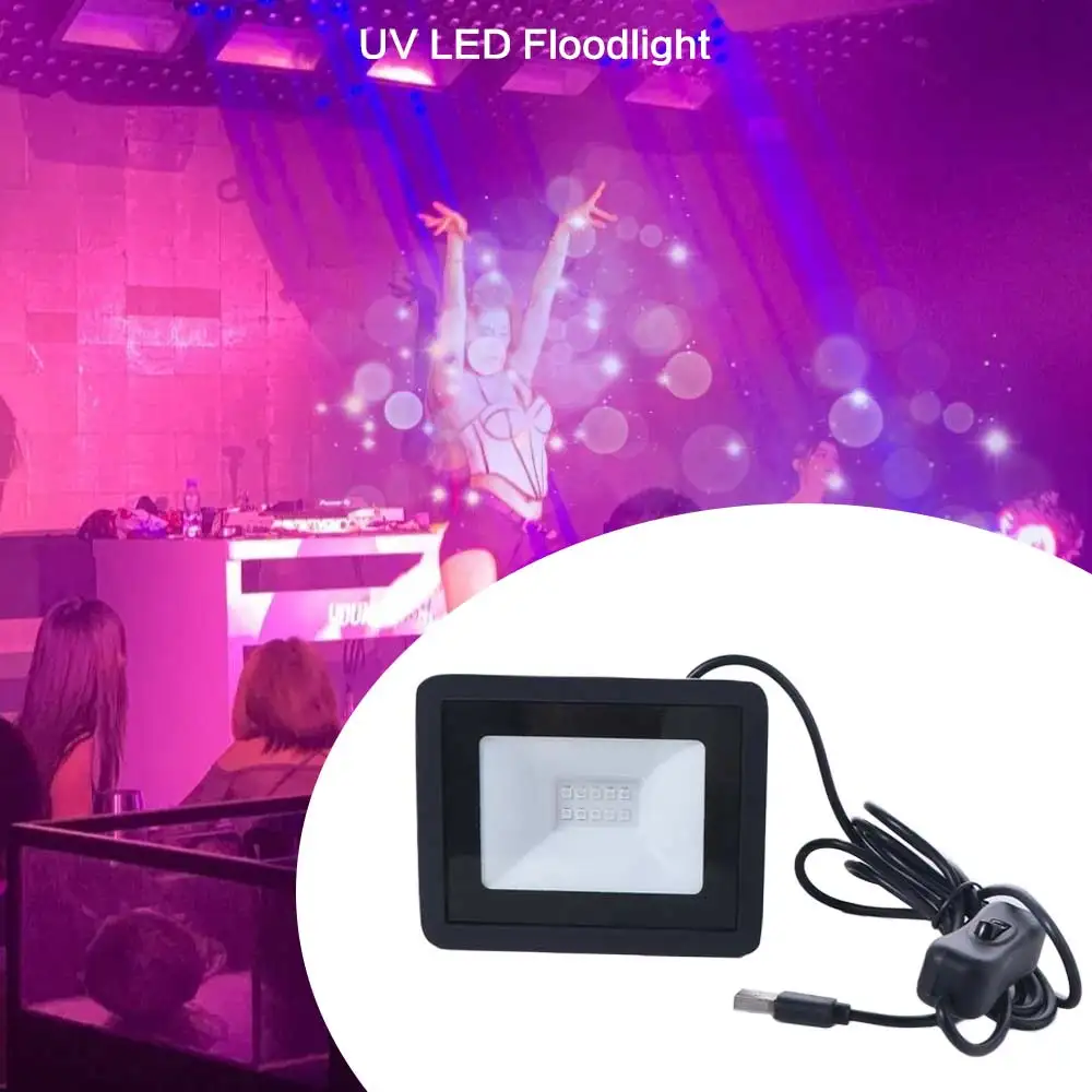 Anti Bacterial 5V USB UV LED Floodlight High Power 395nm UVA Floodlight 10W Handheld UV Fluorescent Light Party Decoration