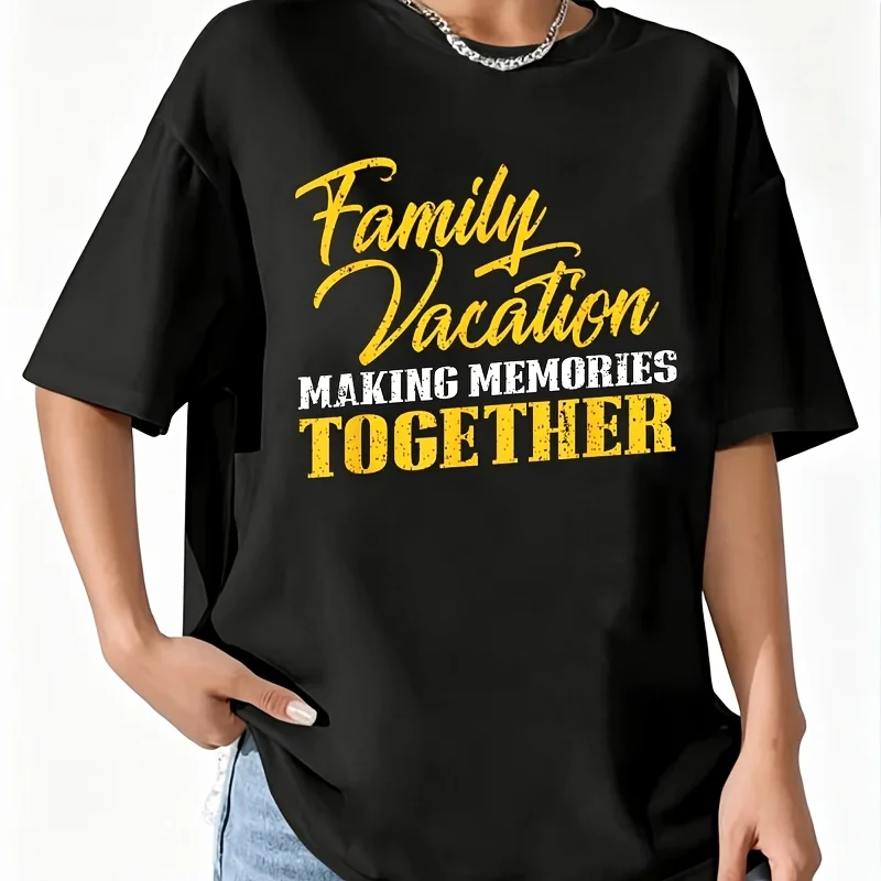 Family Vacation Quote Matching Road Trip Souvenir t Shirt Women's 100% Cotton T-Shirt Short Sleeve Top Casual Round Neck Fun Print Tee S-5Xl