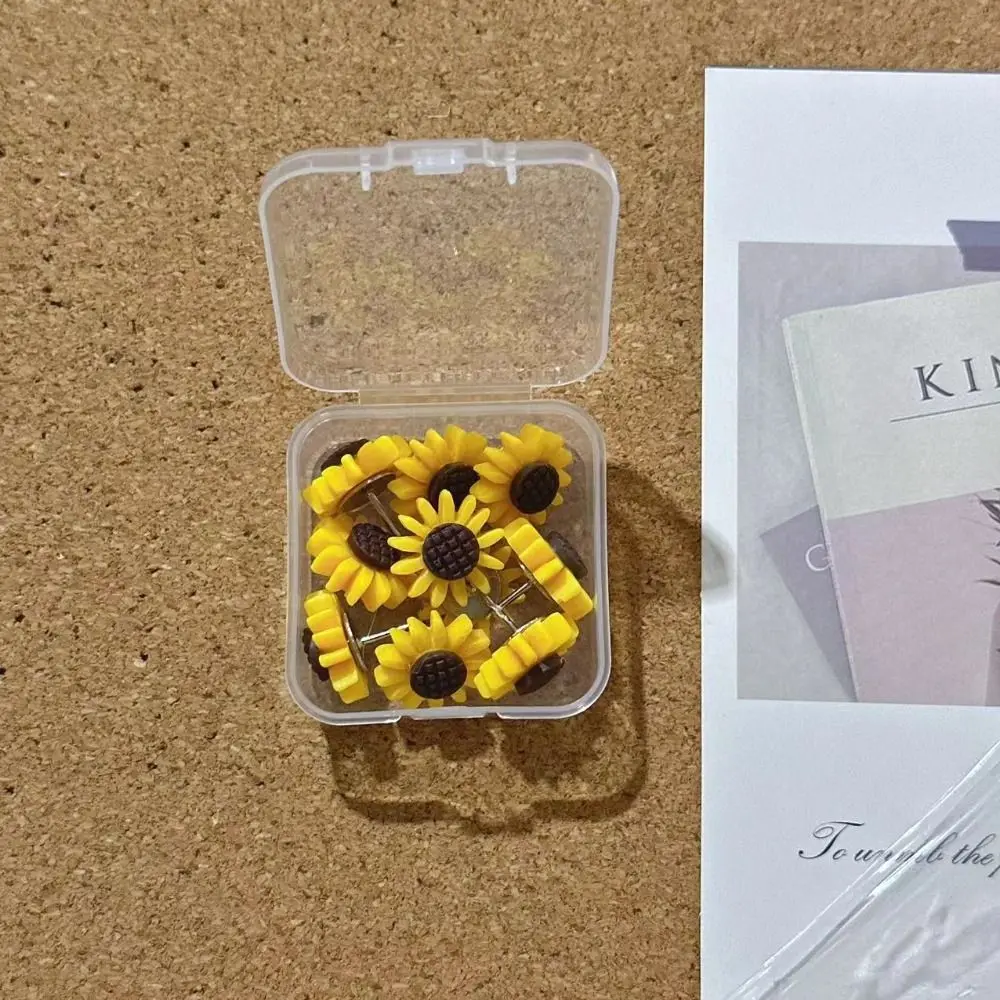 10/20/30/40/50Pcs Creative Sunflower Pushpins DIY Reusable Board Push Pin with Box 3D Colored Flower Push Pins