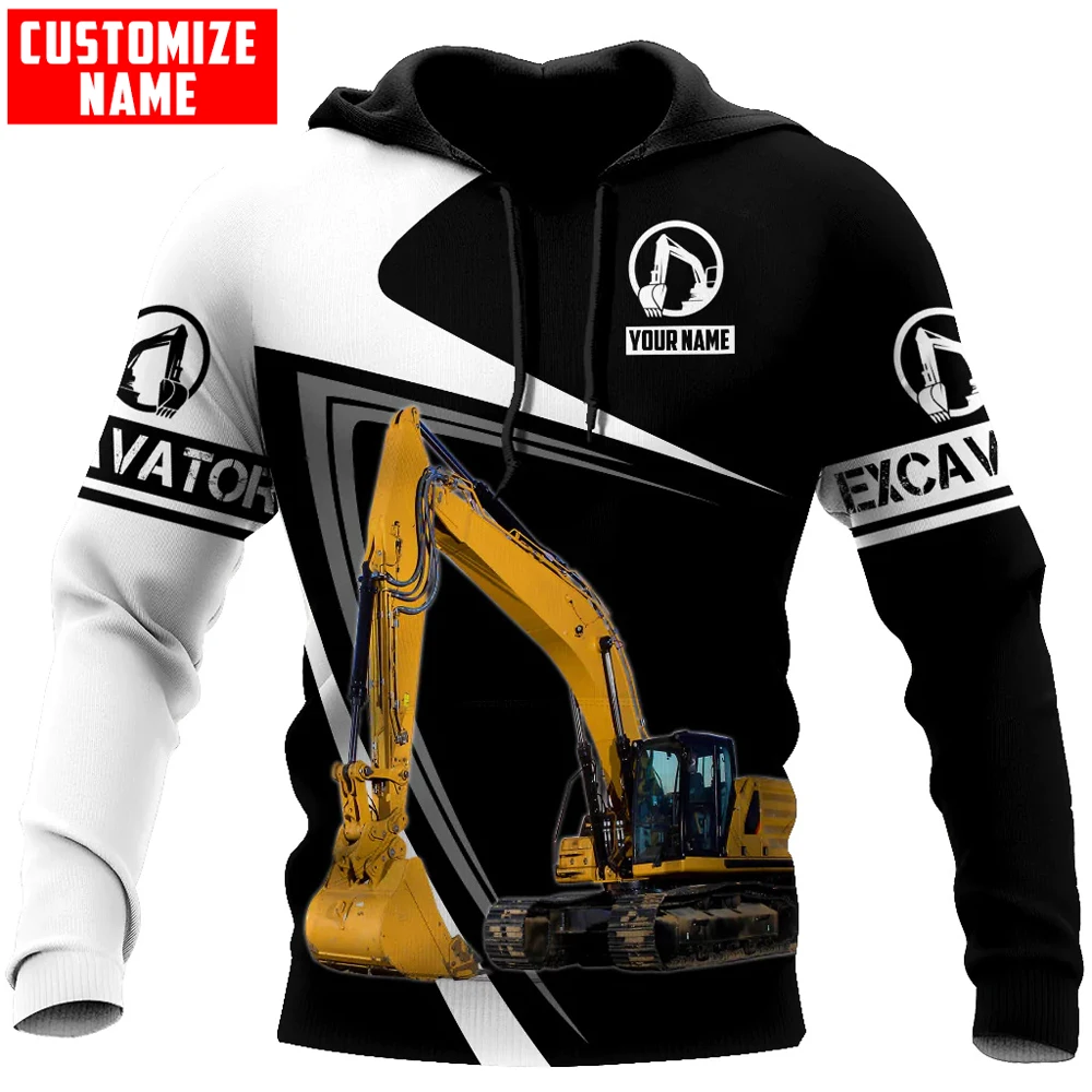 Personalized Excavator Heavy Equipment 3D All Over Printed Mens Hoodie Unisex Casual Jacket zip hoodies sudadera hombre MT-96