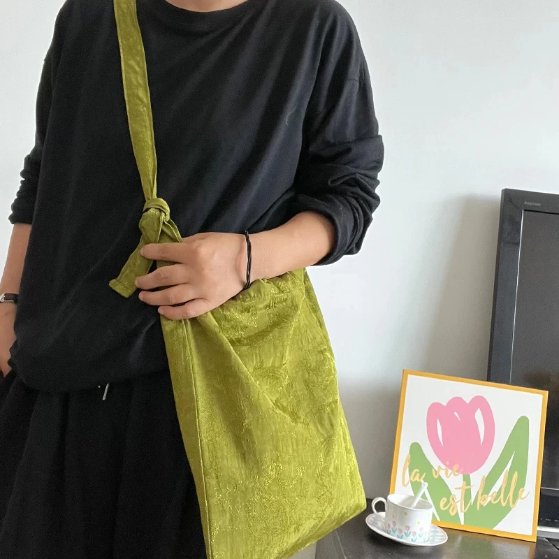 Simple Fashion Green Bag Designer Luxury Bag Jacquard Green Large Capacity Shoulder Bags Green Purse Cowhide Rope Tote Bag