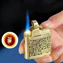 New JOBON Embossed Butane Gas Lighter Jet Metal Windproof Torch Cigarette Cigar Lighter Retro Press Ignition Smoking Accessories
