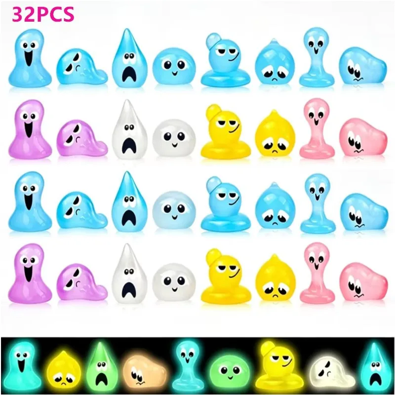 32Pcs Glow in The Dark Mini Water Elf Resin Figures Tiny Luminous Ornament Fairy Garden Halloween Decor Fairy Garden Decor