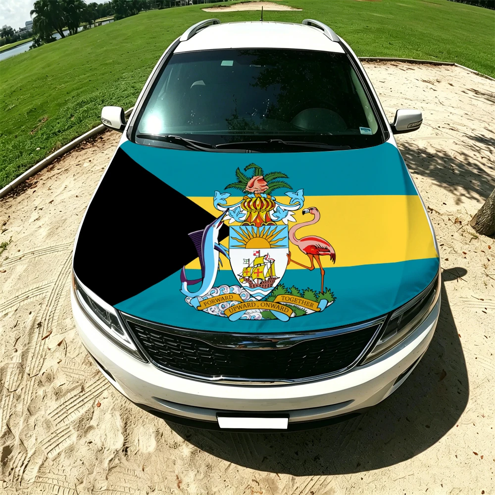 130x160cm Bahamas Elastic Car Engine Hood Flag Elastic Windproof Patriotic Bonnet Banner Cheer for the competition