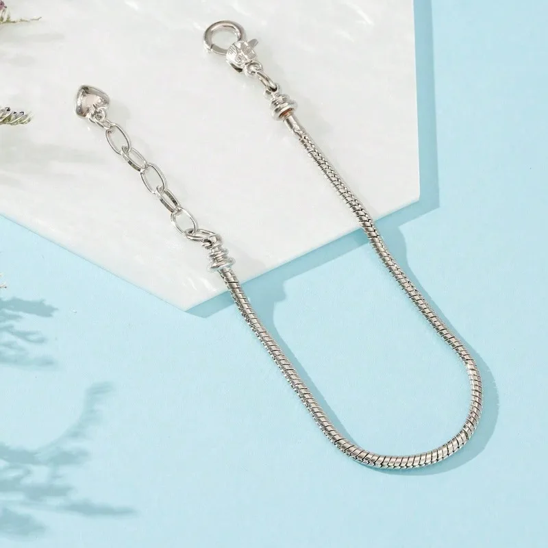 1 pçs feminino prata coração cobra osso corrente pulseira personalizado amor pingente simples romântico ajustável versátil