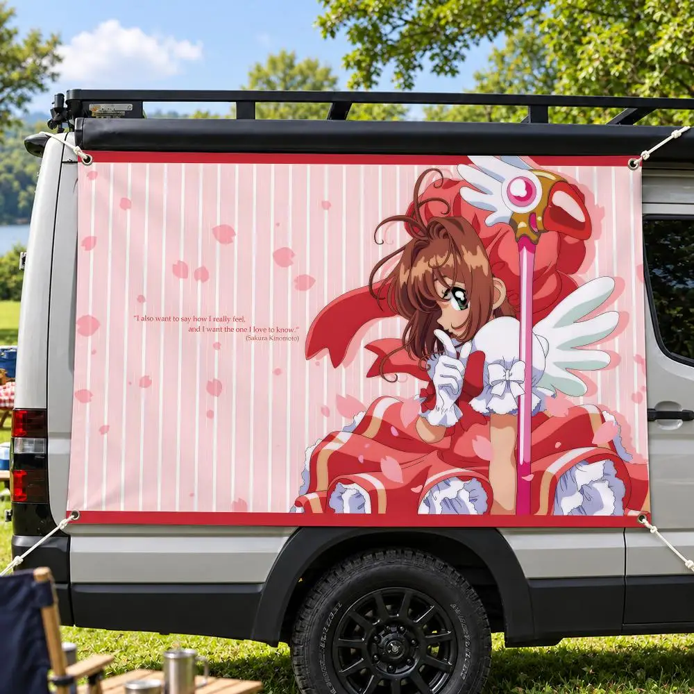 Anime C-Cardcaptor S-Sakura Flags Custom Wall Hanging Background Art Banner For Bedroom Home Living Room Outdoor Decor