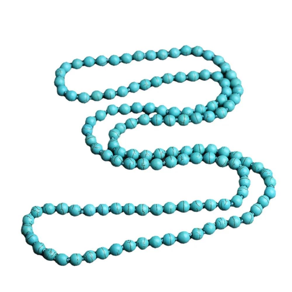 Womens Imitation Turquoise Necklace 10mm Ball Chain