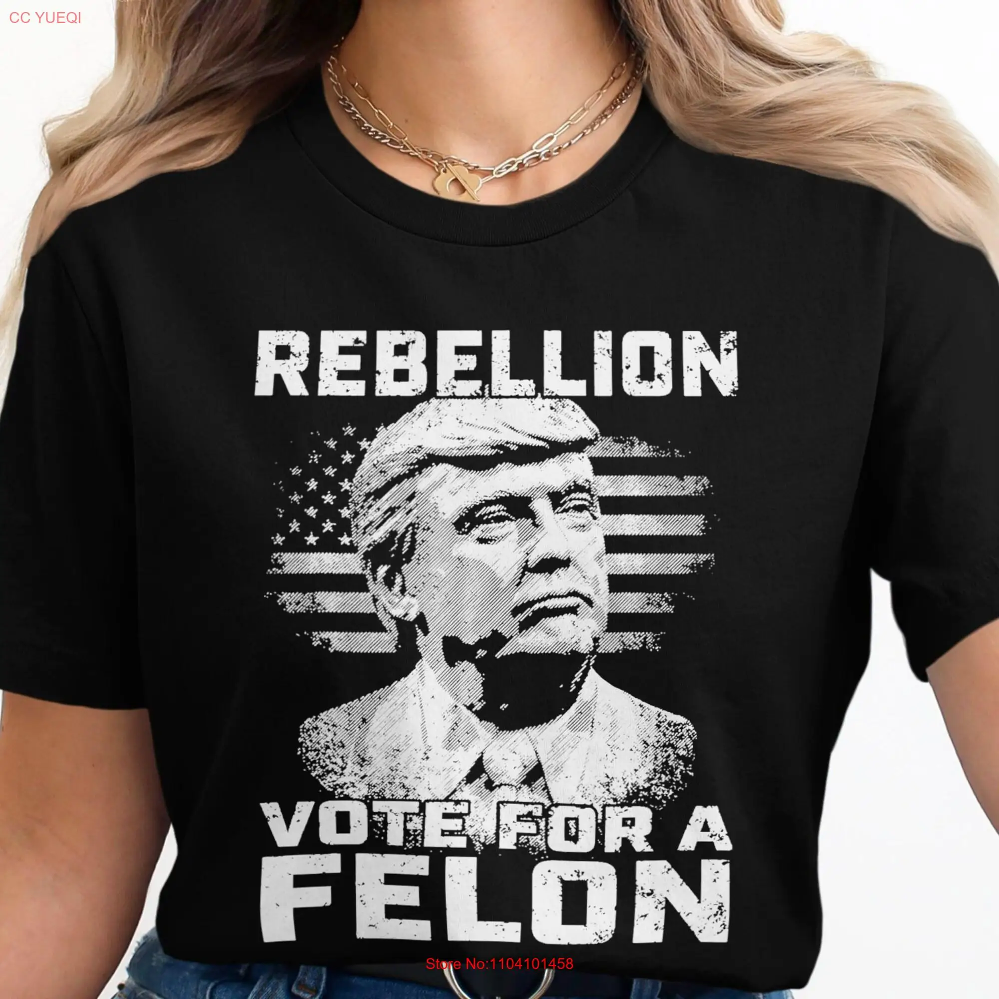 Rebellion Vote For A Felon T Shirt Political Humor Unique Idea Funny Election Patriotic StatemenT long or short sleeves