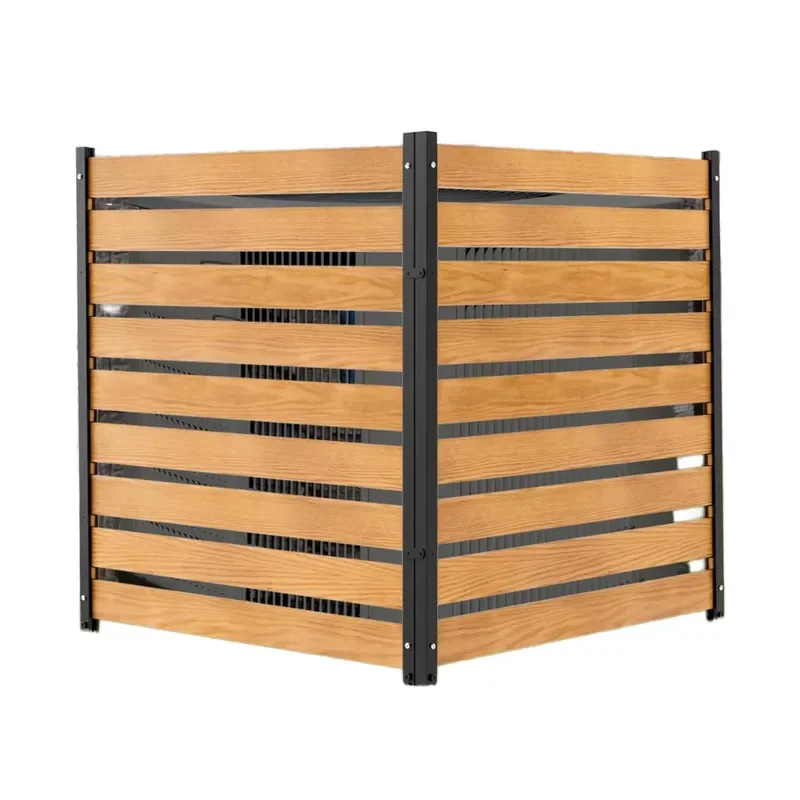 Decorative Horizontal Slat Garden Fence, Weatherproof Outdoor Enclosure Panel
