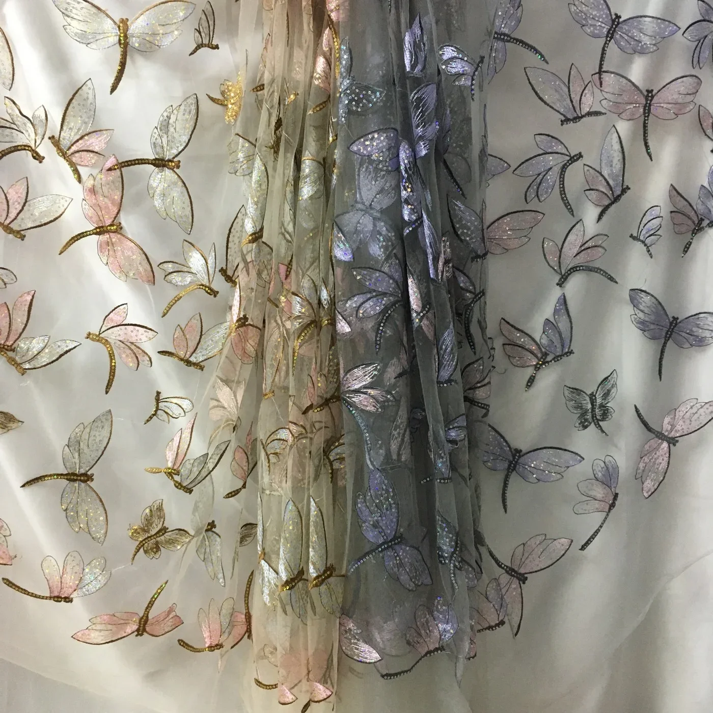

2021 New Design Sequins Dragonfly Lace African French Lace Fabric High Quality Nigerian Lace Fabric For Party Dress KXC20106A