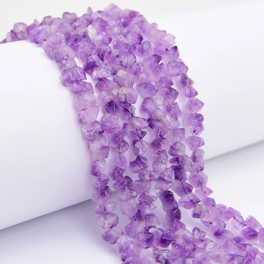 APDGG Natural Purple Amethyst Raw Mineral Quartz Freeform Nugget Loose Beads 15.5'' Strand Jewelry DIY