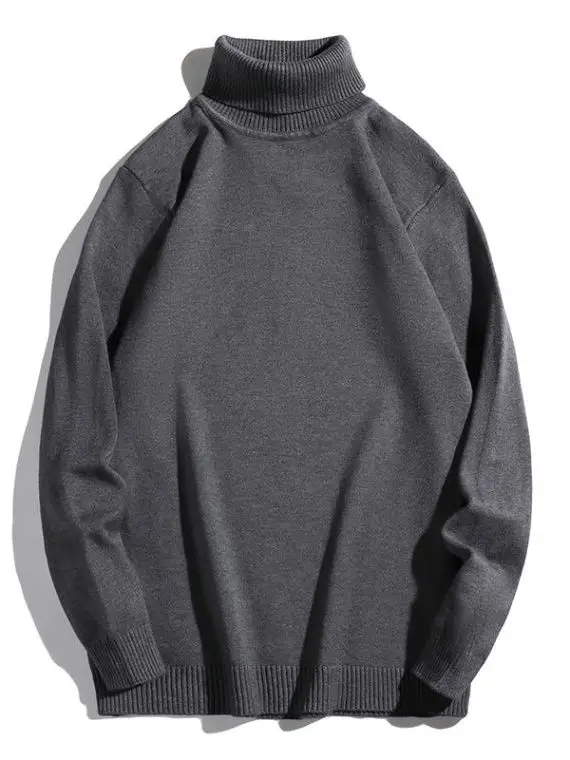 Мужской трикотаж в японском стиле в стиле ретро с высоким воротником, свободный крой, базовый слой, однотонная внутренняя верхняя одежда, модная осень-зима