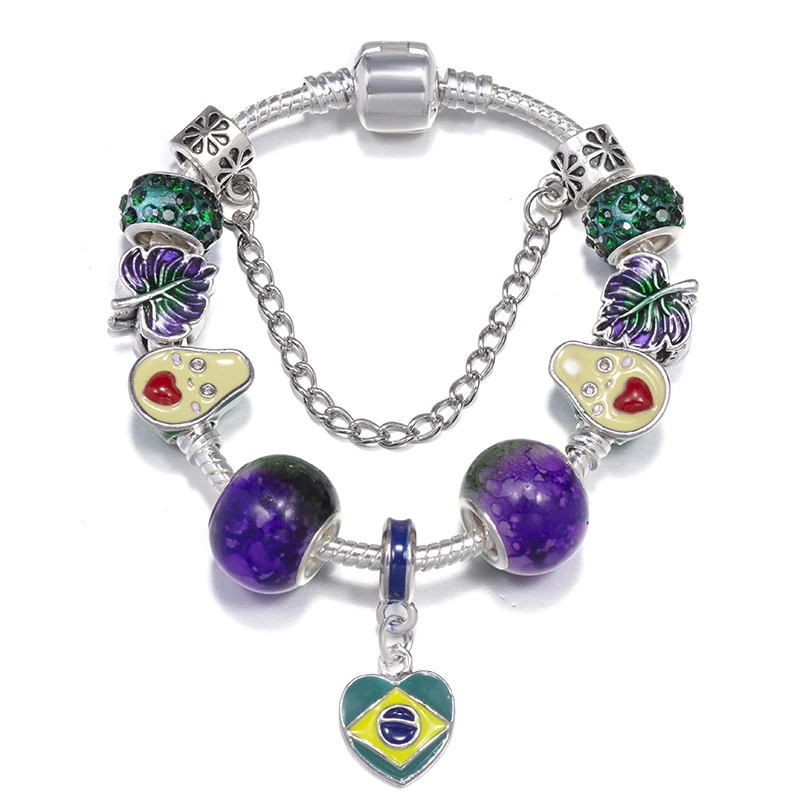 BAOPON Frühling Stile Schmetterling Stiefmütterchen Perlen Charme Armbänder DIY Feine Armbänder Für Frauen Männer Verlobte Bijoux Pulseras Schmuck Geschenk