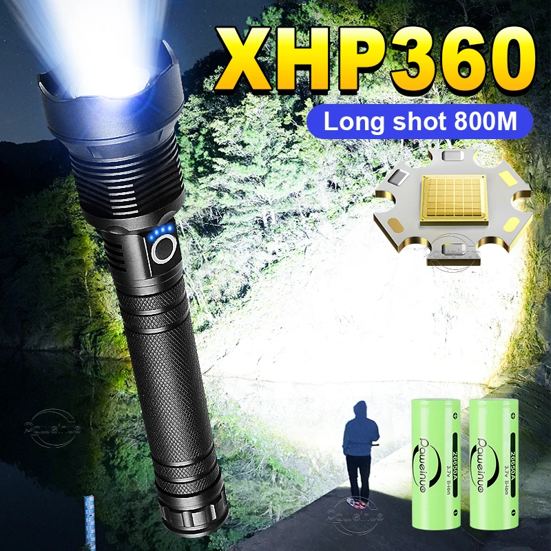 

XHP360LED мощный светодиодный фонарик супер яркий перезаряжаемый сверхмощный уличный тактический ручной фонарь фонарь для кемпинга