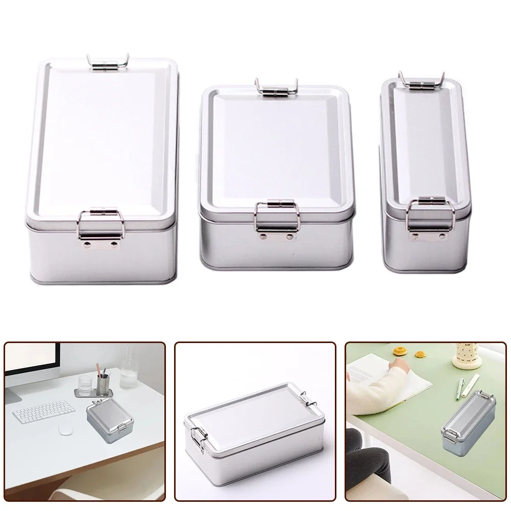 Metal tin silver black flip top storage box tool box coin candy key business card storage box with lid food tin box storage jar
