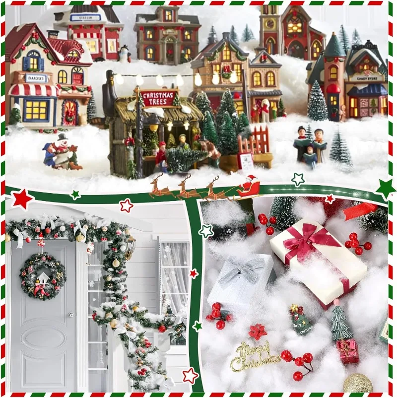 عيد الميلاد الاصطناعي وهمية الثلوج دمية حشو القطن عيد الميلاد وهمية حشو القطن لفصل الشتاء كرة الثلج القتال المشهد شجرة عيد الميلاد ديكور #6