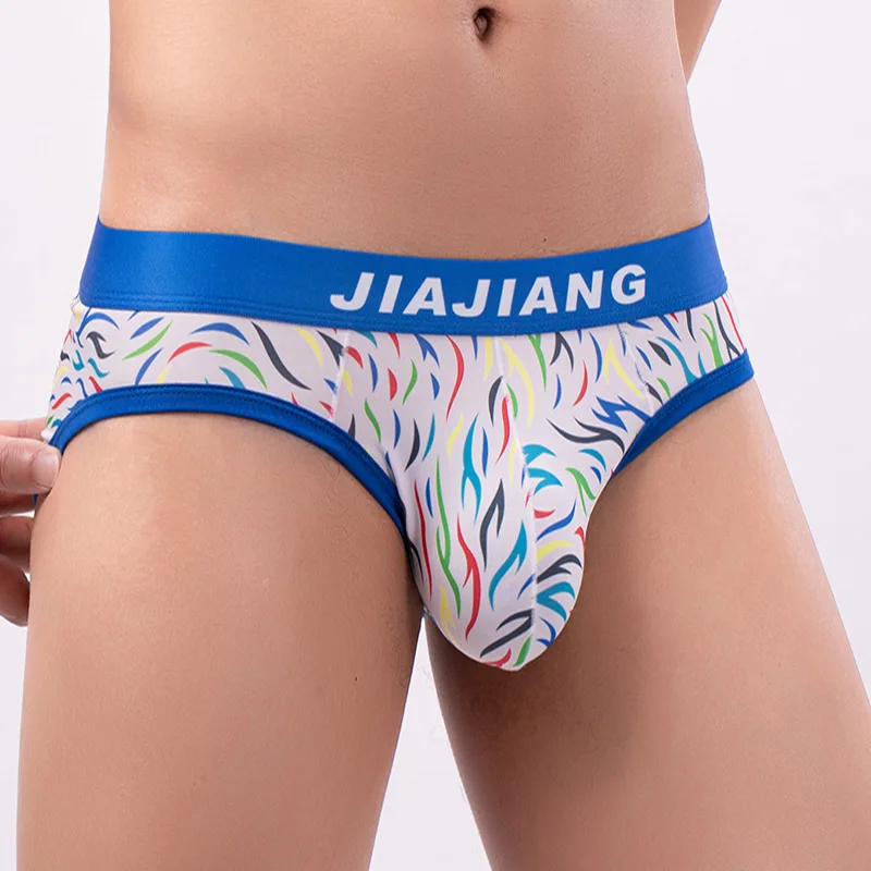 سراويل داخلية رجالية من الحرير الجليدي مطبوعة على شكل مثلث من القطن قابلة للتنفس بخصر منخفض مثيرة اللون من الحرير للمراهقين سراويل رياضية للمنزل