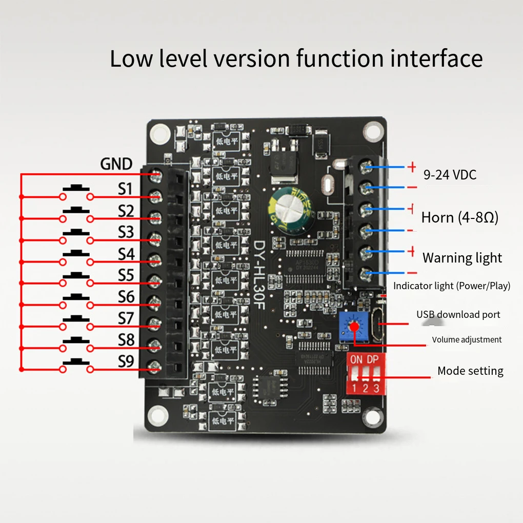 30W Voice Playback Module Trigger Interface 24V High Power Broadcast Prompt Support For Multiple