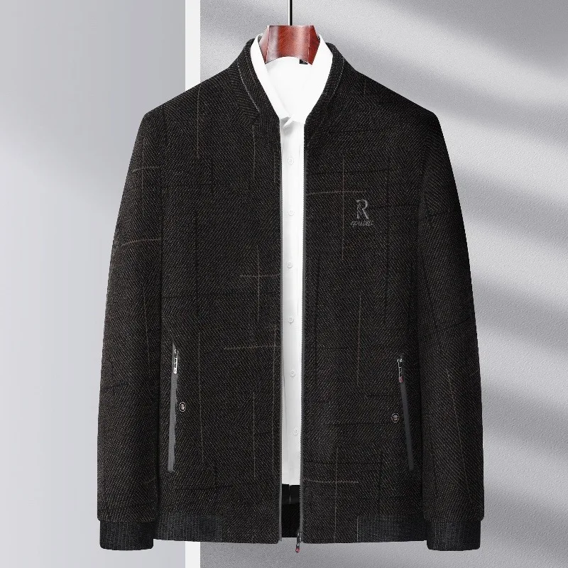 

High-end Chenille Woolen Jacket Men's Winter Thick Warm Casual Wool Blend Coats Business Social Streetwear Overcoat Men Clothing